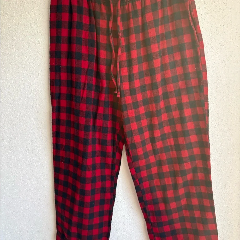 LL Bean Scotch Plaid Flannel Pajama Set Large Red Black Buffalo Check Rob Roy - Picture 6 of 6